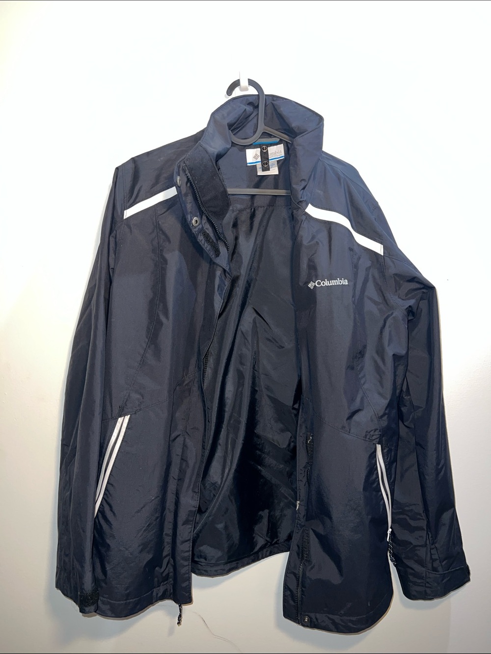 Columbia Black Jacket with White and Blue Accents